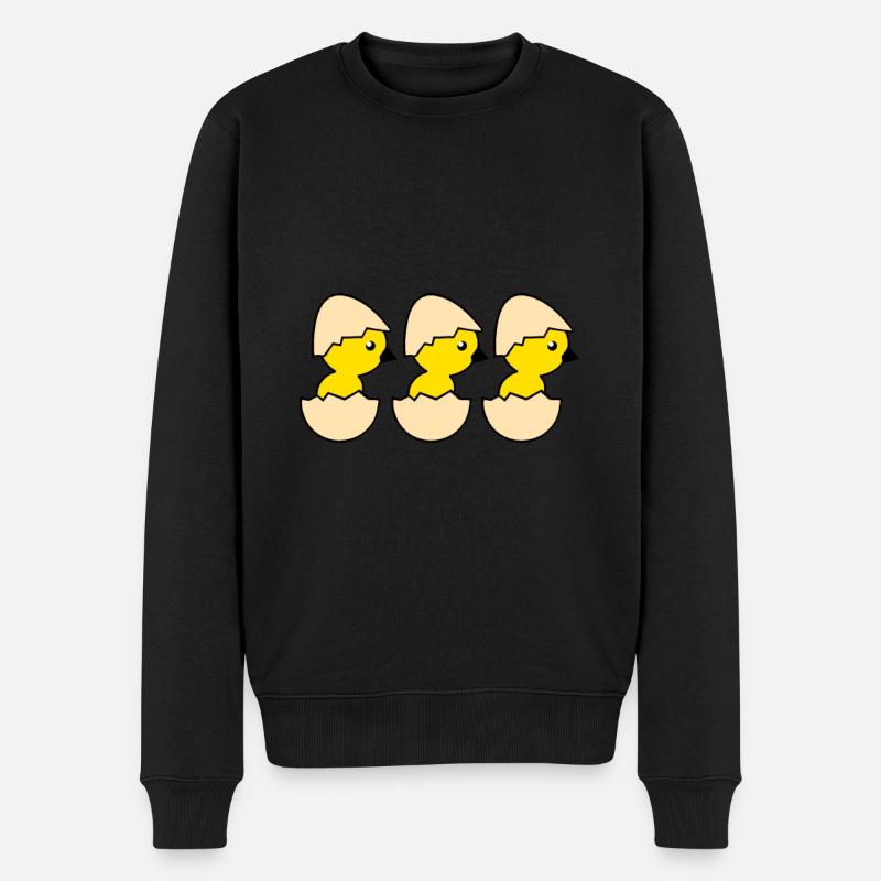 Drei schlüpfende Kücken - Männer Premium Bio Pullover - Schwarz