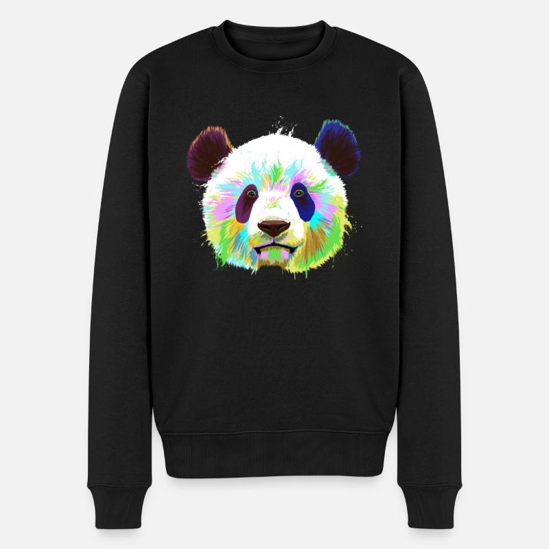 Splash Panda - Männer Premium Bio Pullover - Schwarz