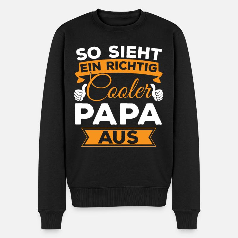 Cooler Papa Shirt - Geschenk für den coolsten Papa - Männer Premium Bio Pullover - Schwarz