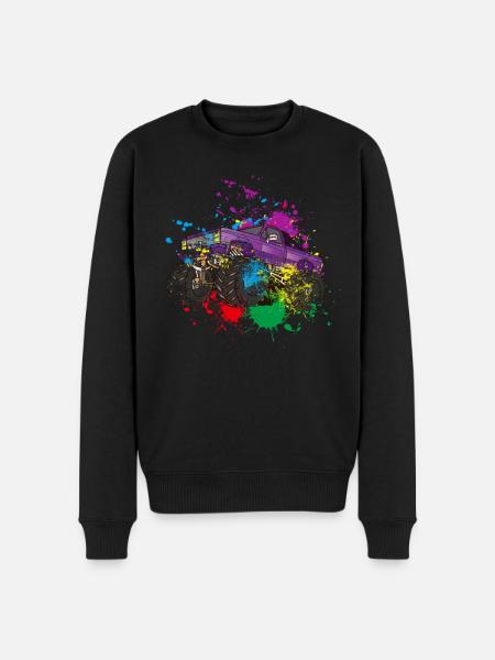 Splash Monster Truck - Männer Premium Bio Pullover - Schwarz