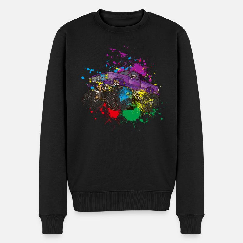 Splash Monster Truck - Männer Premium Bio Pullover - Schwarz