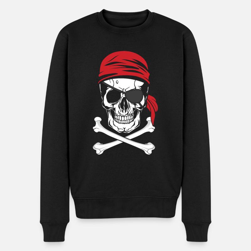 Piraten - Pirat mit Augenklappe - Männer Premium Bio Pullover - Schwarz
