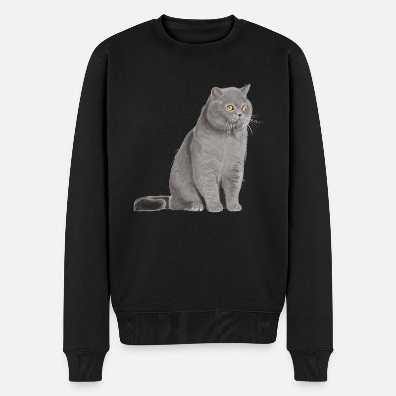 Britisch Kurzhaar Katze - Männer Premium Bio Pullover - Schwarz