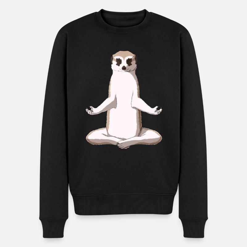 Meditation Erdmännchen - Männer Premium Bio Pullover - Schwarz