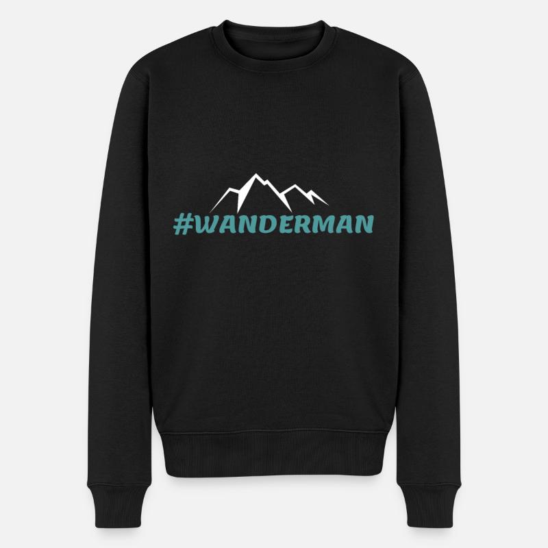 Wandern Wanderer Pilgerreise - #wanderman - Männer Premium Bio Pullover - Schwarz