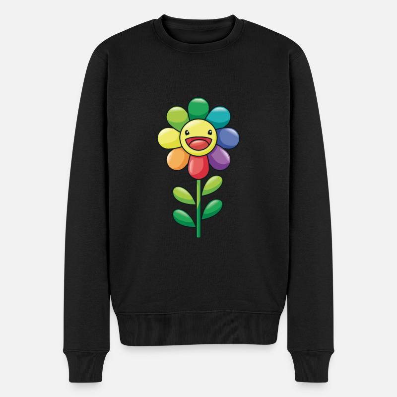 Coloré fleur tournesol arc en ciel couleurs enfants - Pull Premium bio Homme - noir