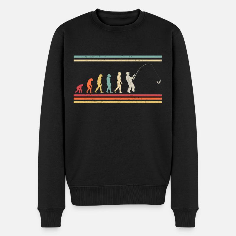Evolution Angeln Angler - Retro - Männer Premium Bio Pullover - Schwarz