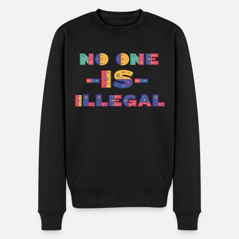 Personne n’est illégal, réfugié, slogan - Pull Premium bio Homme - noir