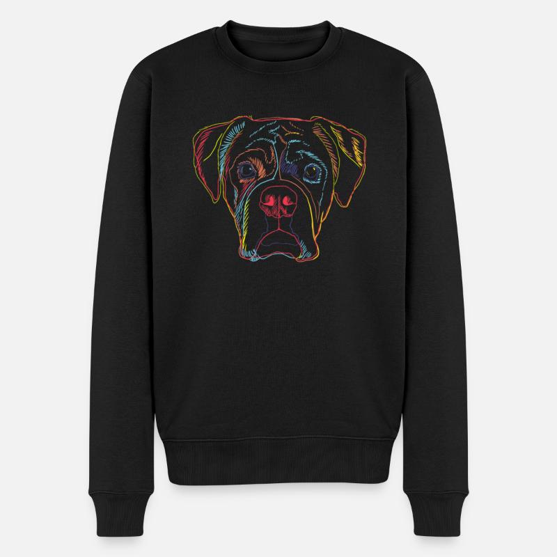 Boxer Hund Porträt - Männer Premium Bio Pullover - Schwarz