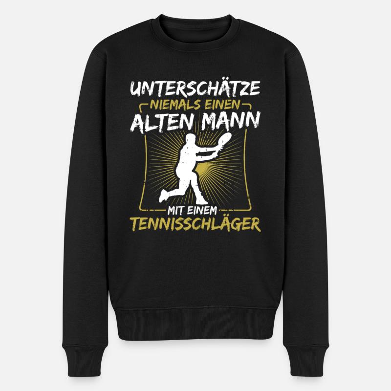 Unterschätze niemals einen alten Mann.. Tennis - Männer Premium Bio Pullover - Schwarz