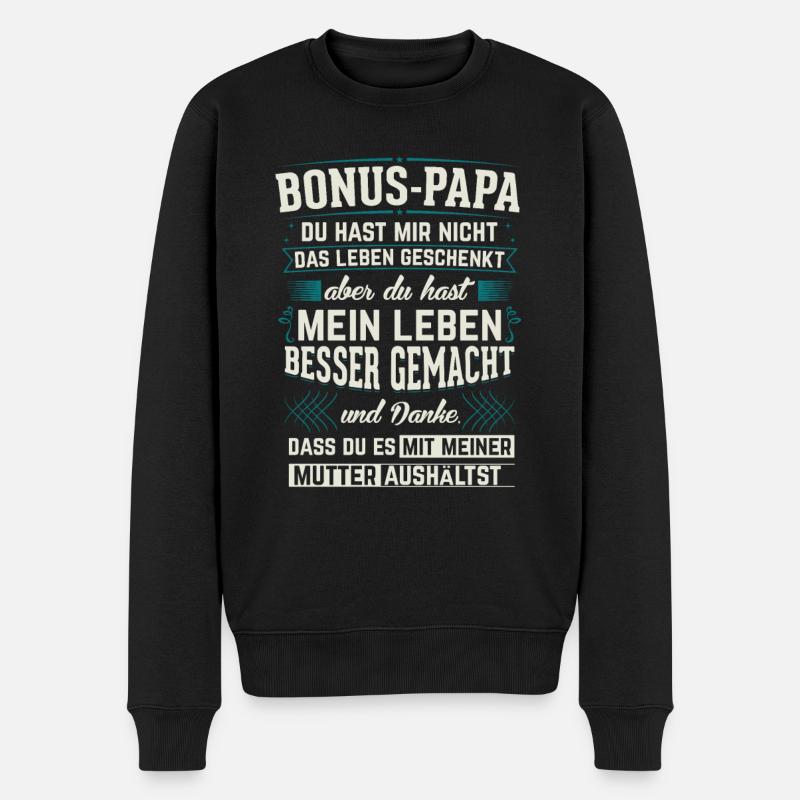 Bonus Papa - Geschenk Stiefvater Geburtstag - Männer Premium Bio Pullover - Schwarz