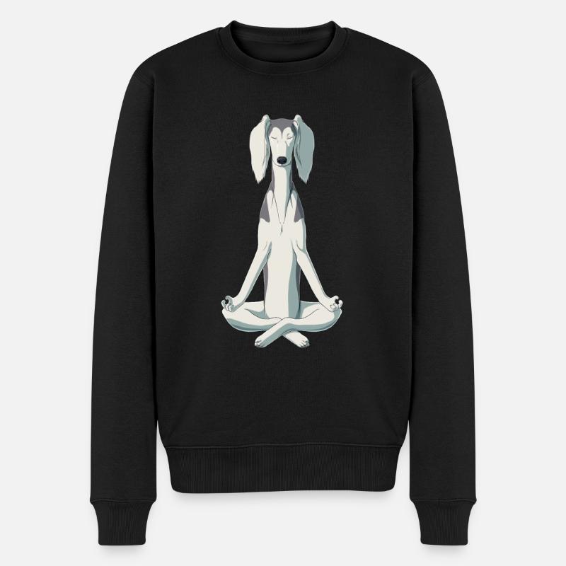 Chien Saluki chien méditation - Pull Premium bio Homme - noir