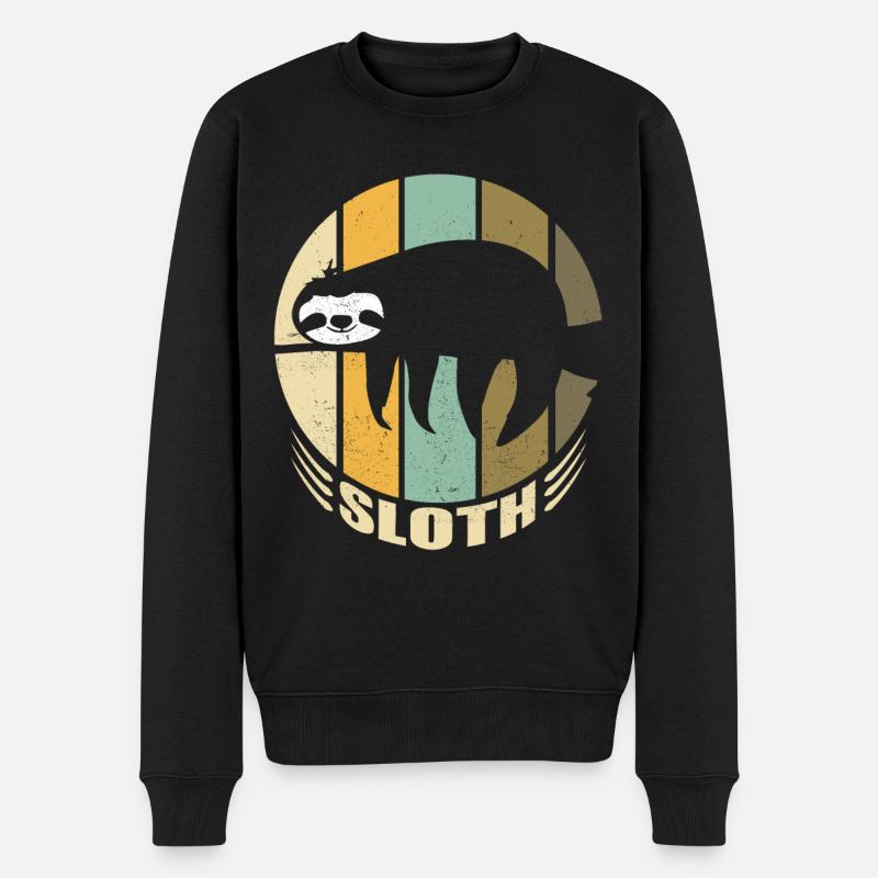 Sloth Retro Faultier lustige Geschenkidee Geschenk - Männer Premium Bio Pullover - Schwarz