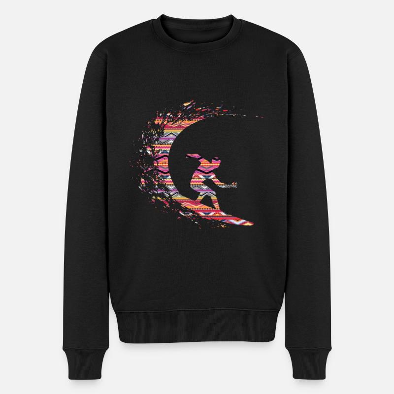 Abstrakte Surferwelle - Männer Premium Bio Pullover - Schwarz