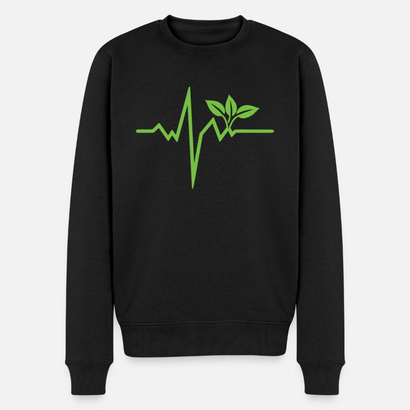 Vegan Herzschlag Geschenk Veganer Veganismus - Männer Premium Bio Pullover - Schwarz