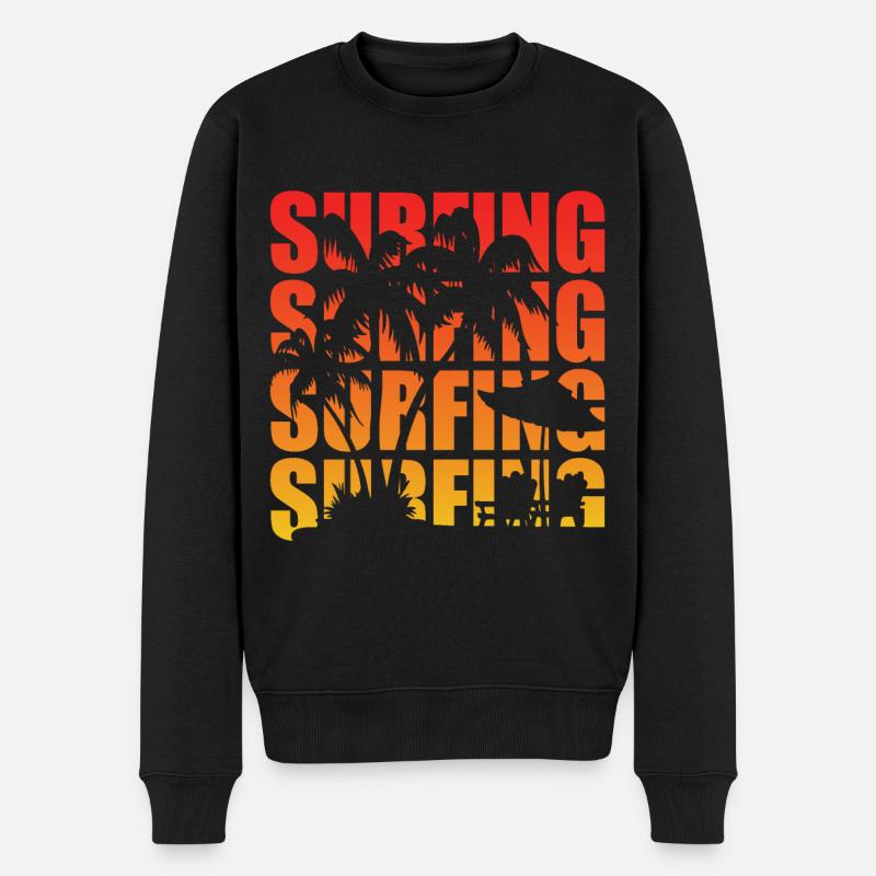 Coucher de soleil surf - Pull Premium bio Homme - noir