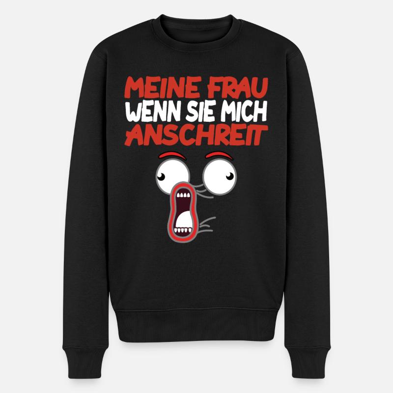 ehefrau ehemann spruch lustig - Männer Premium Bio Pullover - Schwarz
