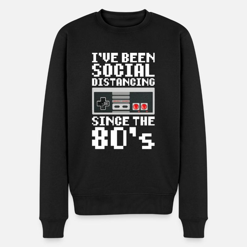 Ich bin seit den 80ern sozial distanziert - Männer Premium Bio Pullover - Schwarz