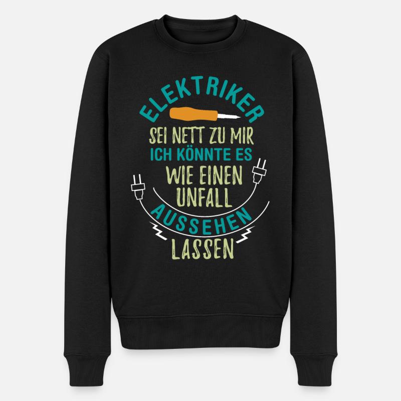 Elektriker Beruf Lustig - Männer Premium Bio Pullover - Schwarz