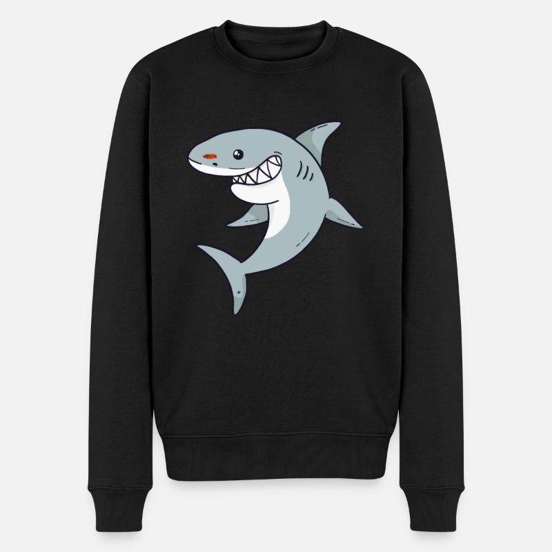 großer hai cool hai liebhaber - Männer Premium Bio Pullover - Schwarz