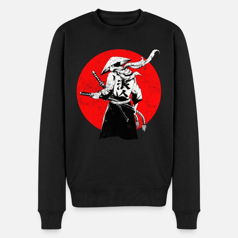 Samurai japanischer Krieger - Männer Premium Bio Pullover - Schwarz