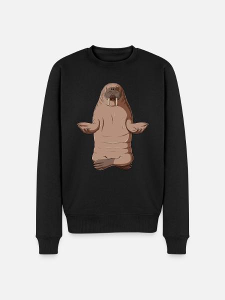 Walrus Meditate - Men's Premium Organic Jumper - black