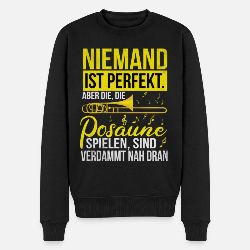 Posaune - Männer Premium Bio Pullover - Schwarz