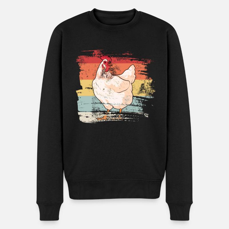 Huhn Retro - Männer Premium Bio Pullover - Schwarz