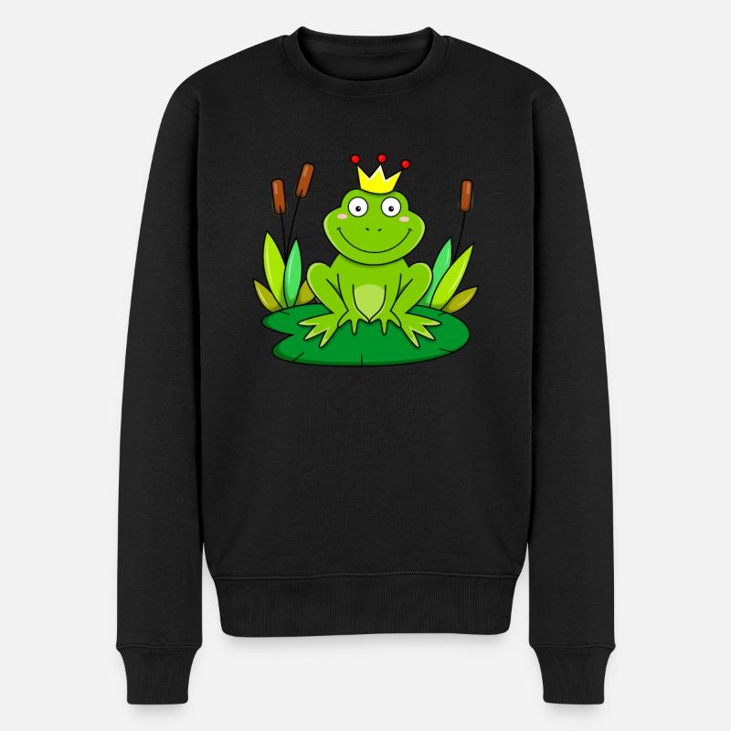 Froschkönig Frosch Prinz - Männer Premium Bio Pullover - Schwarz
