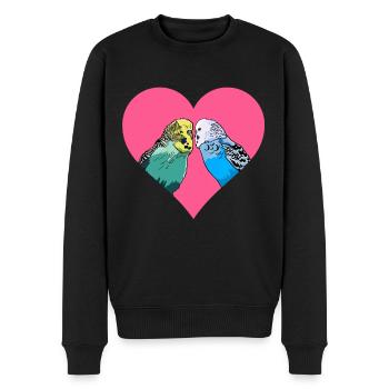 Conception d'amour avec des perruches colorées - Pull Premium bio Homme - noir - Devant - Nico (187cm)