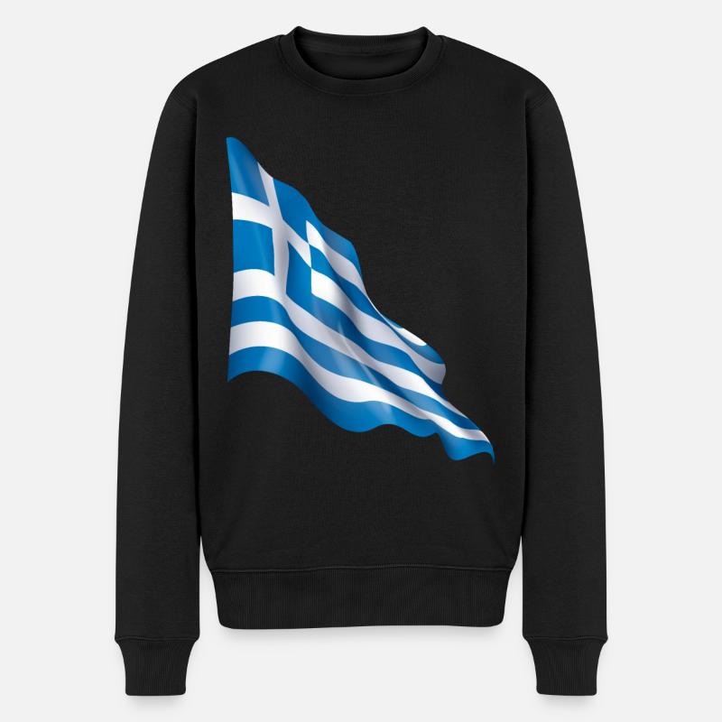 Griechenland flagge - Männer Premium Bio Pullover - Schwarz