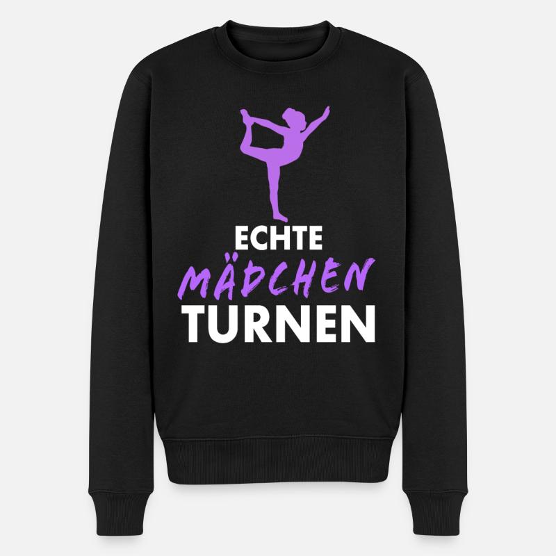 Echte Mädchen Turnen Akrobatik und Geräteturnen - Männer Premium Bio Pullover - Schwarz