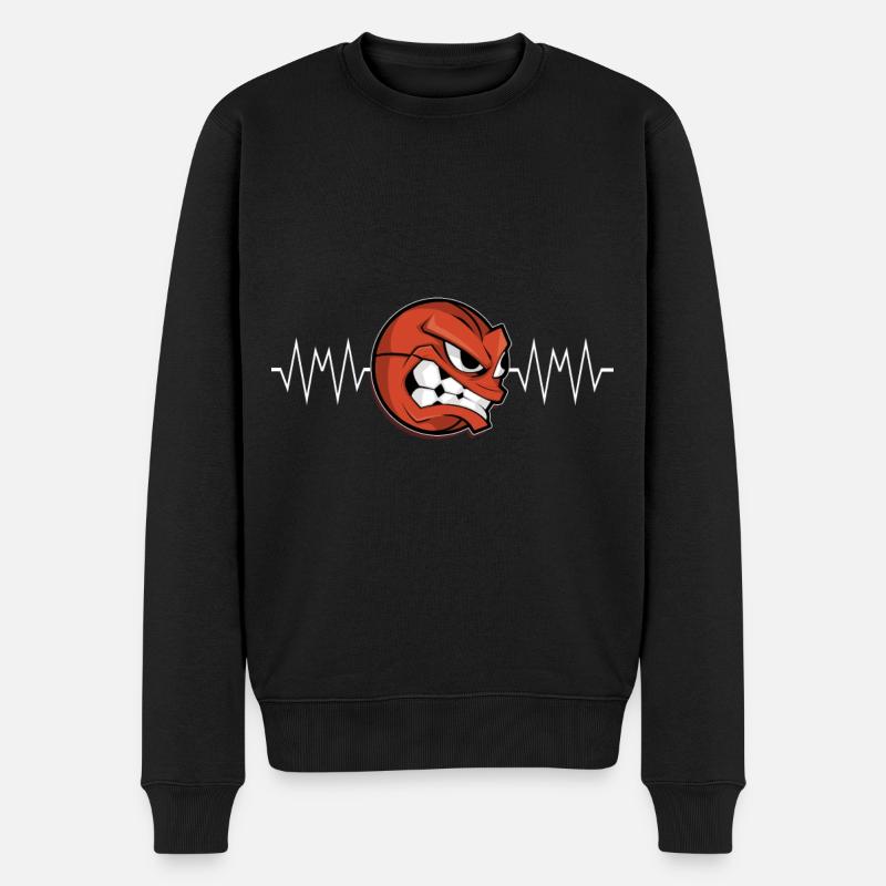 Herzschlag Basketball - Männer Premium Bio Pullover - Schwarz