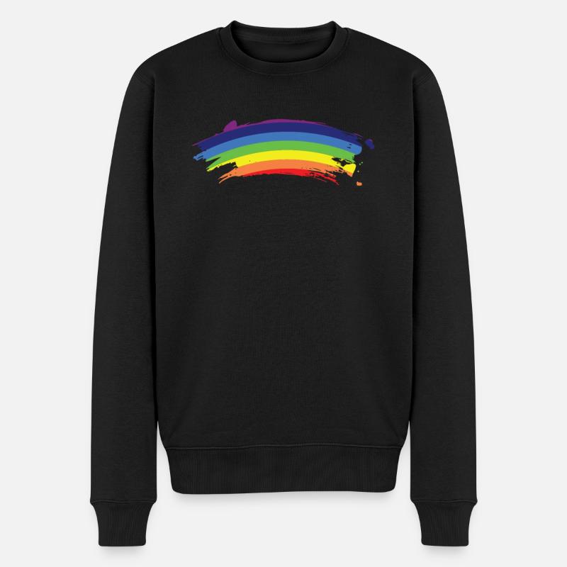 Verkratzter Regenbogen - Männer Premium Bio Pullover - Schwarz