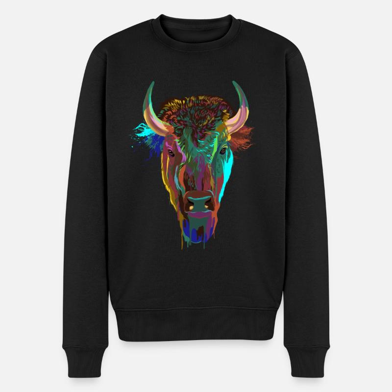 Splash Bison - Pull Premium bio Homme - noir