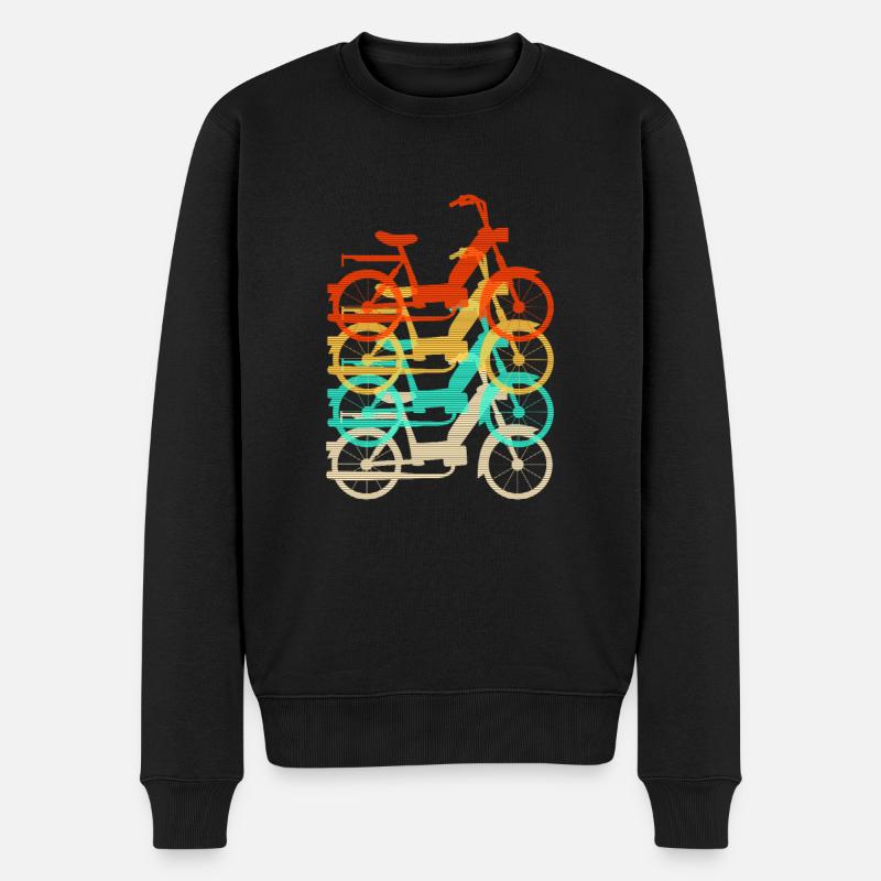 Mofa Retro Motor-Fahrrad Oldtimer Vintage Geschenk - Männer Premium Bio Pullover - Schwarz