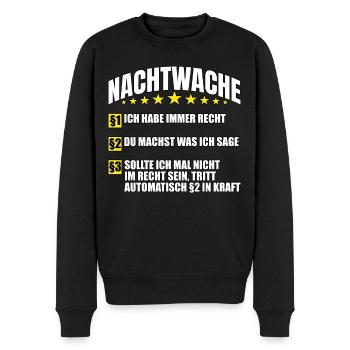 Nachtwache Regeln Nachtwächter Geschenk - Männer Premium Bio Pullover - Schwarz - Vorne - Nico (187cm)