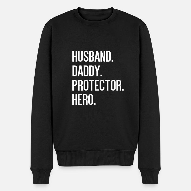 HUSBAND DADDY PROTECTOR HERO - Men's Premium Organic Jumper - black