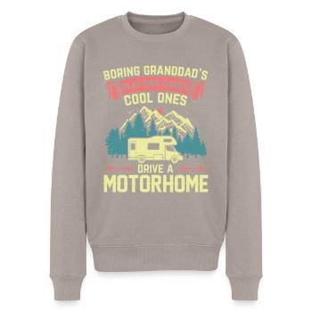 Camping en camping-car | Cadeau Grand-père Camper Camping - Pull Premium bio Homme - taupe - Devant - Nico (187cm)