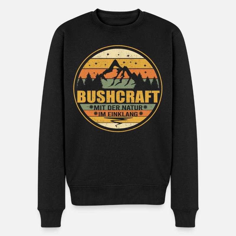 Bushcraft mit der Natur im Einklang - Survival - Männer Premium Bio Pullover - Schwarz