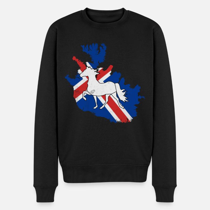 Islandpferd - Männer Premium Bio Pullover - Schwarz
