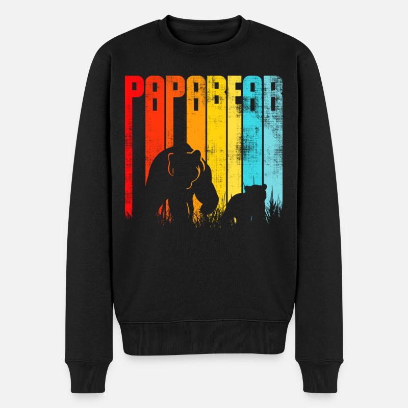 PAPA Silhouette d’ours arc-en-ciel - Pull Premium bio Homme - noir