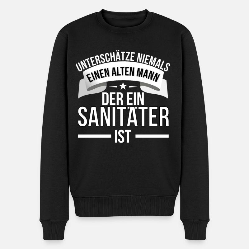 Sanitaeter Notarzt erste Hilfe Geschenk - Männer Premium Bio Pullover - Schwarz