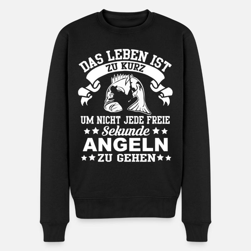 Lustiger Angel Spruch Angler Geschenk Fischer Boot - Männer Premium Bio Pullover - Schwarz