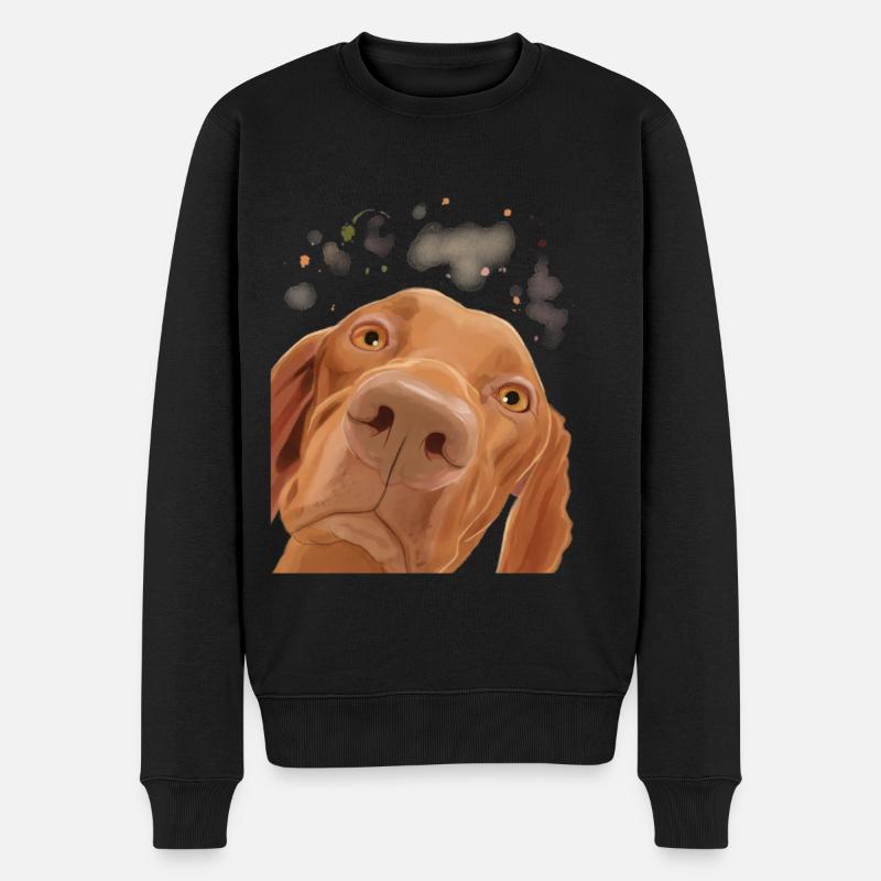 Curieux chien guide hongrois - Pull Premium bio Homme - noir