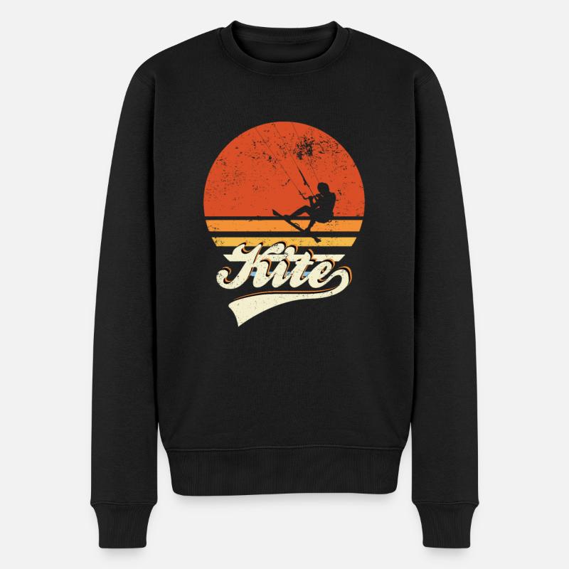 Retro Kitesurfing - Männer Premium Bio Pullover - Schwarz