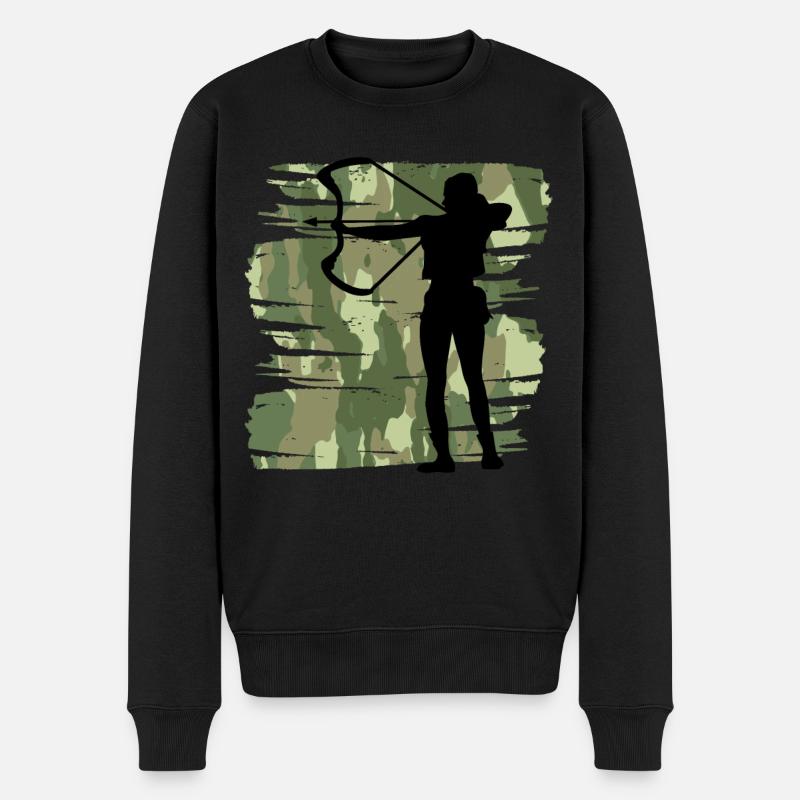 Bogenschützin - Männer Premium Bio Pullover - Schwarz
