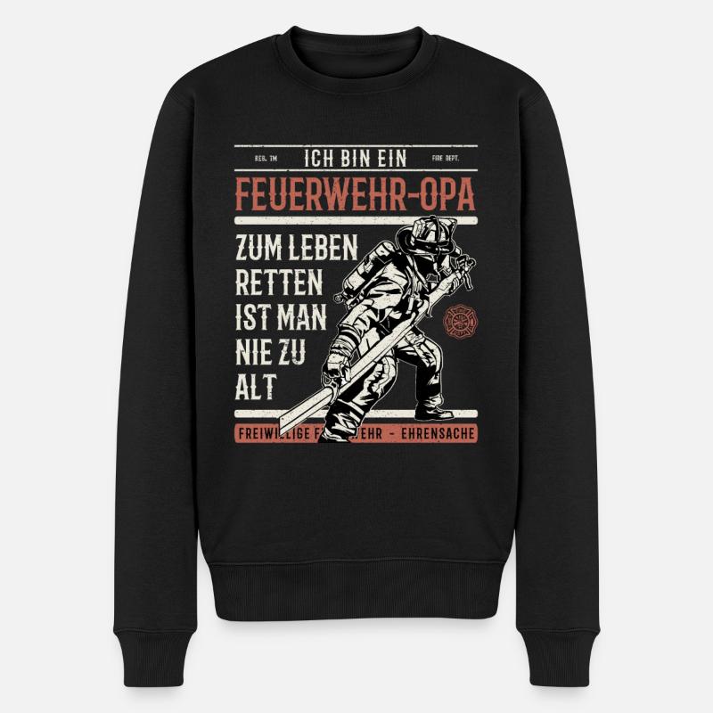 Feuerwehrmann Opa Vintage Geschenk - Männer Premium Bio Pullover - Schwarz