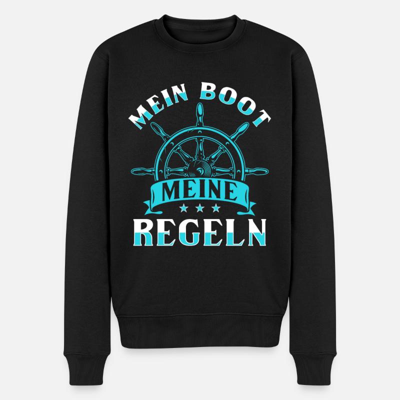 Kapitän Spruch - Männer Premium Bio Pullover - Schwarz