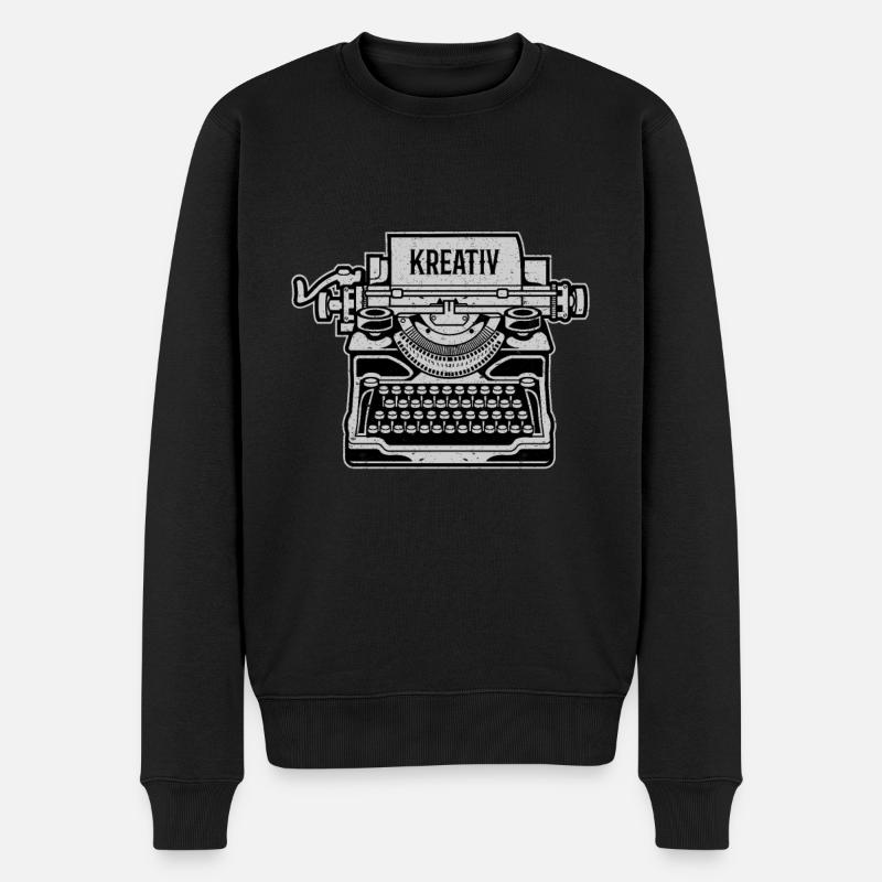 Schreibmaschine kreativ retro Geschenk - Männer Premium Bio Pullover - Schwarz